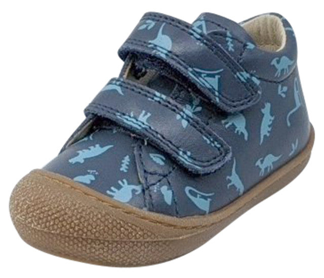 Naturino Kids' Cocoon Dinosaur VL Sneakers - Navy/Celeste | Comfortable Lightweight Shoes for Boys & Girls | Perfect for School, Play & Outdoor Activities