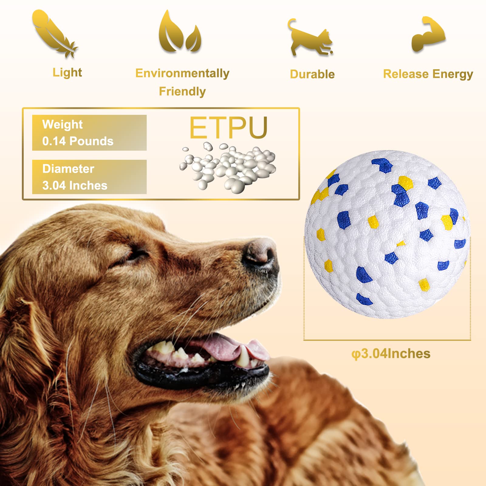Durable Interactive Dog Ball Toy for Medium & Large Dogs – Aggressive Chewer Proof, Training & Exercise Chew Toy – Blue & Yellow Molar Balls (3-Pack) – Perfect for Fetch, Training & Dental Health