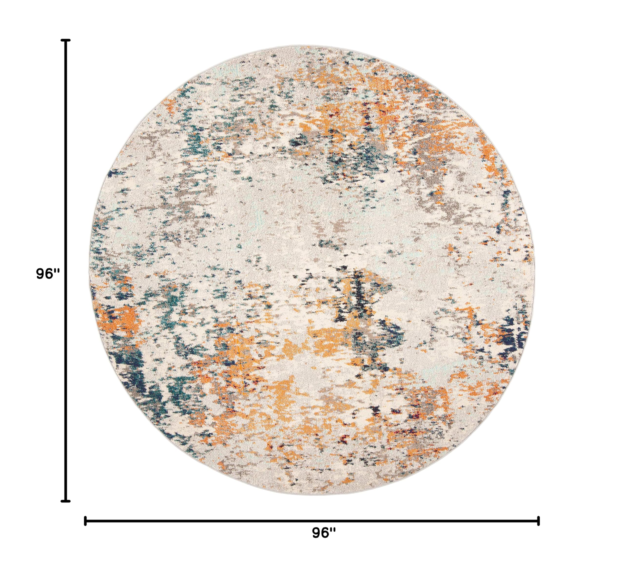 SAFAVIEH Madison Collection 8' Round Grey/Beige Modern Abstract Area Rug - Non-Shedding, Stain Resistant for Dining Room, Living Room, Bedroom & Entryway (MAD453A) | Perfect for Home Decor, Office Spaces & High Traffic Areas