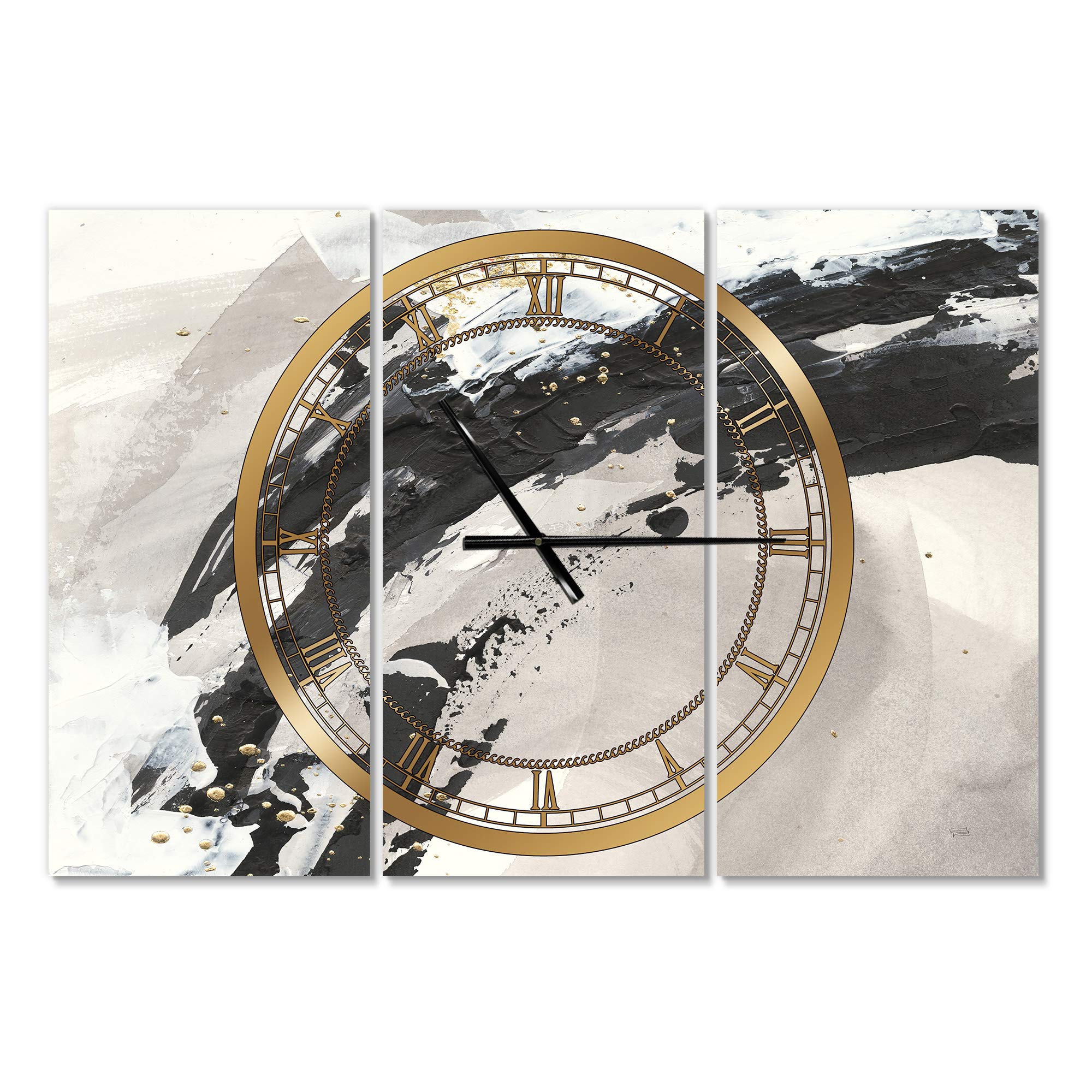 Designart The Tri Five Modern & Contemporary Round Wall Clock - Metal Decorative Clock for Home, Living Room, Bedroom, Office | Perfect for Wall Decor, Unique Gift Idea & Stylish Timepiece