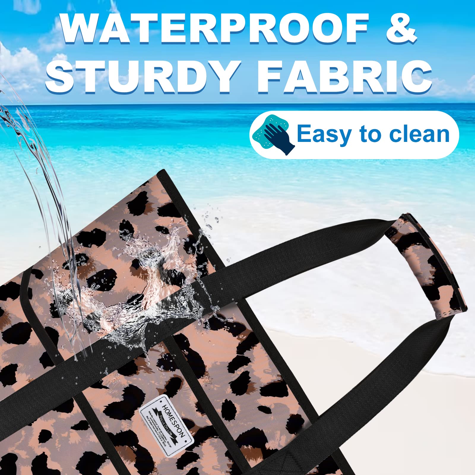 **Large Waterproof Beach Bag for Women - Sandproof Tote with Zipper & Pockets - Perfect for Travel, Vacation, Pool & Gym**    *Ideal for beach trips, swimming, gym workouts, and weekend getaways!*