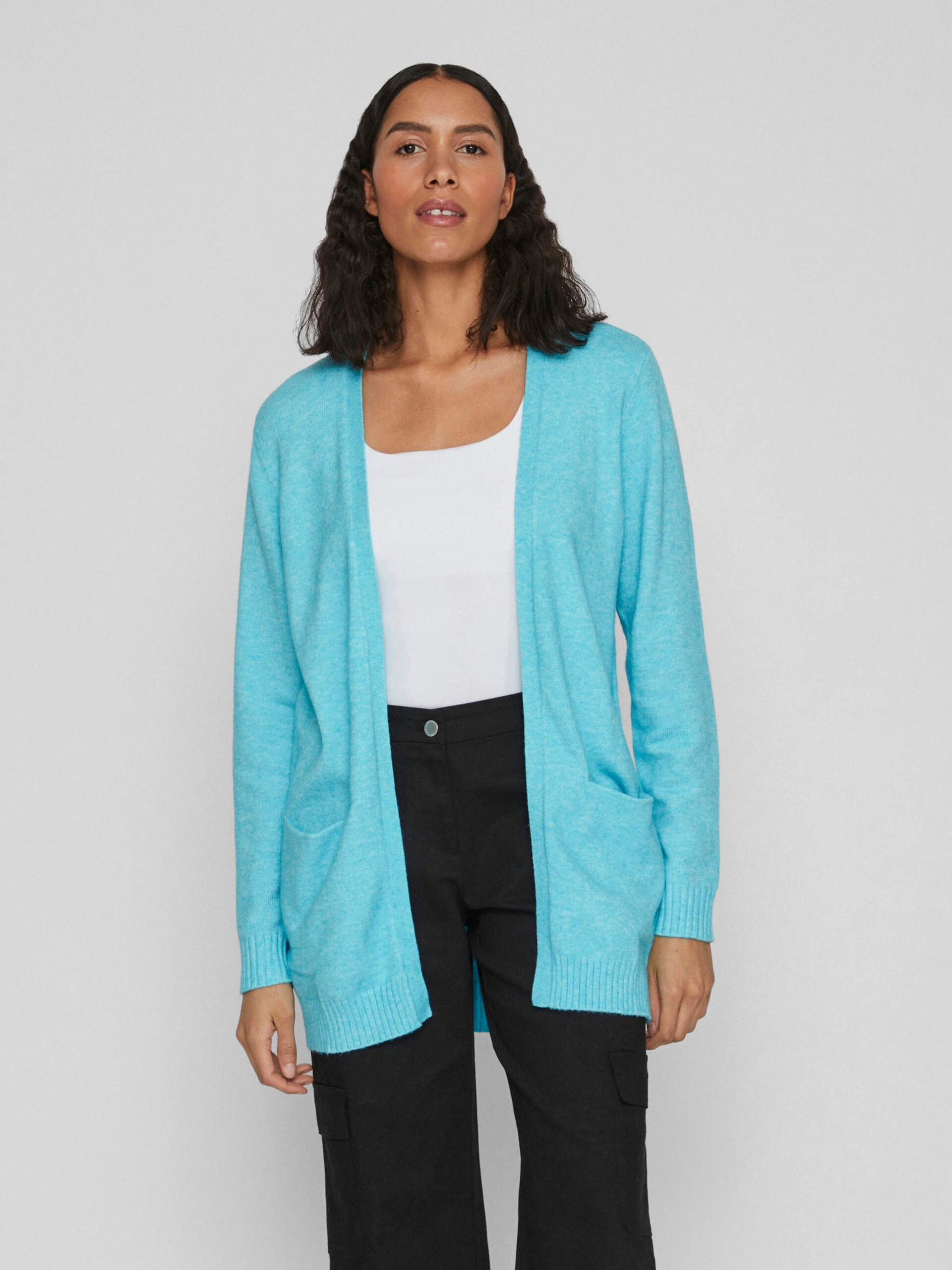 ASHLEY OPEN KNIT CARDIGAN Women's Lightweight Sweater - Capri Melange Color for Spring/Summer Layering & Beach Cover-Up