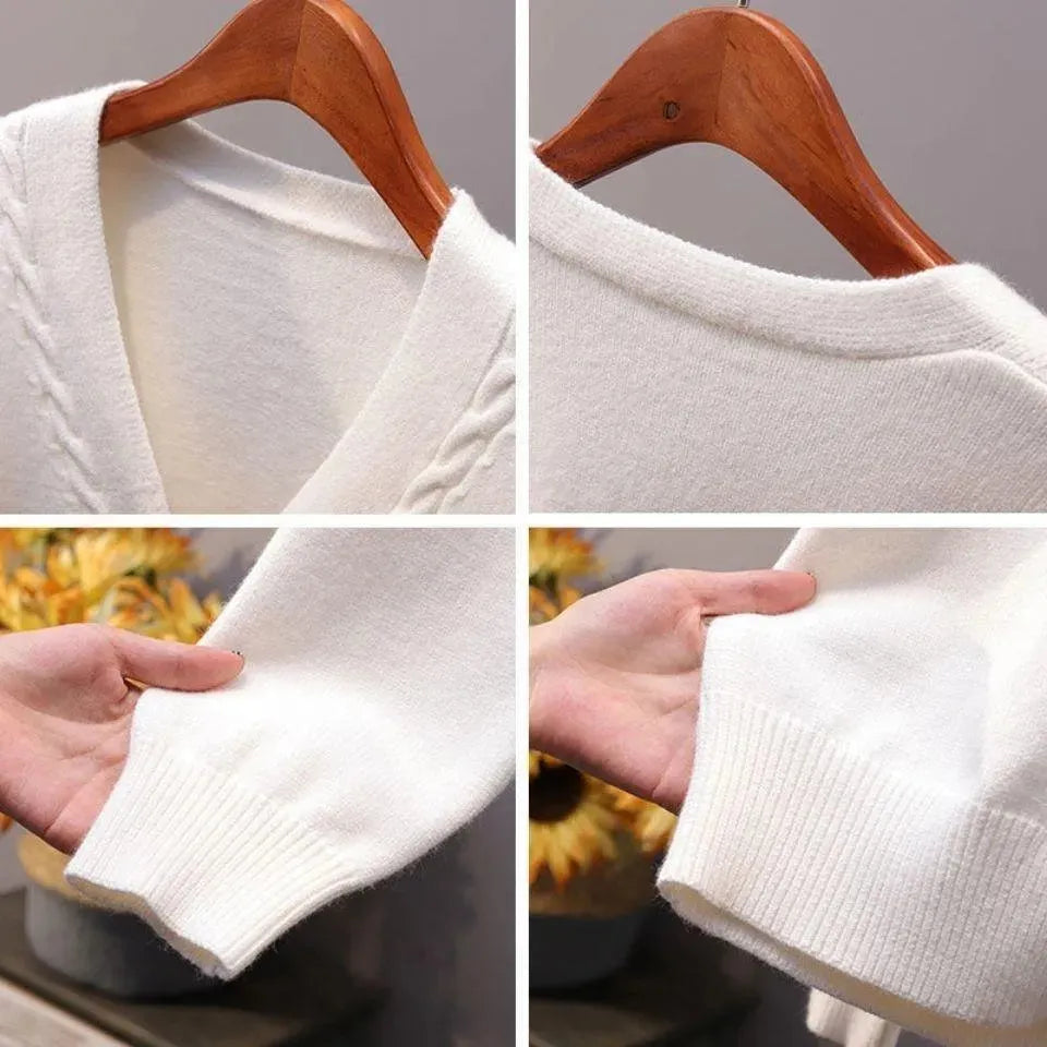 Women's V-Neck Cardigan Sweater - Soft & Stylish Knit Pullover for Casual Wear, Office & Layering