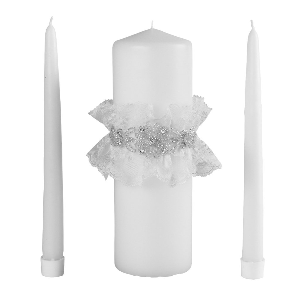 Elegant White Unity Candle Set for Weddings - Cecilia Wedding Collection - Perfect for Ceremony, Vow Renewal & Romantic Decor