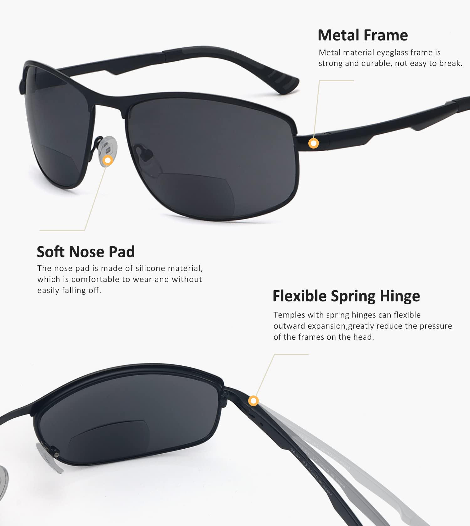 BFOCO Bifocal Sunglasses for Women & Men - Spring Hinge Reading Glasses 1.50 Magnification (Brown) - Perfect for Outdoor Reading, Driving & Fishing