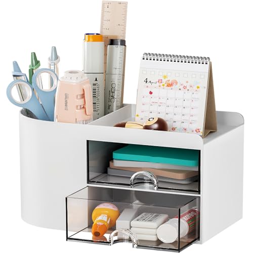 Pen Holder 2 Drawer White-03