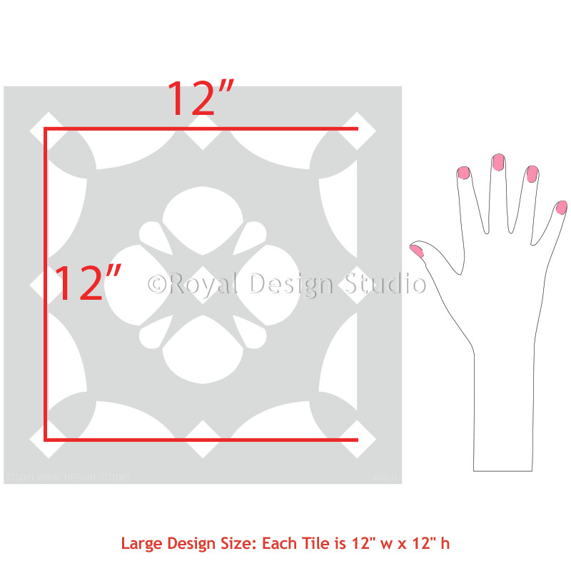 Justine Tile Stencil - Reusable DIY Tile Painting Template for Home Decor, Bathroom & Kitchen Backsplash - Perfect for Wall, Floor & Ceramic Tile Design Projects