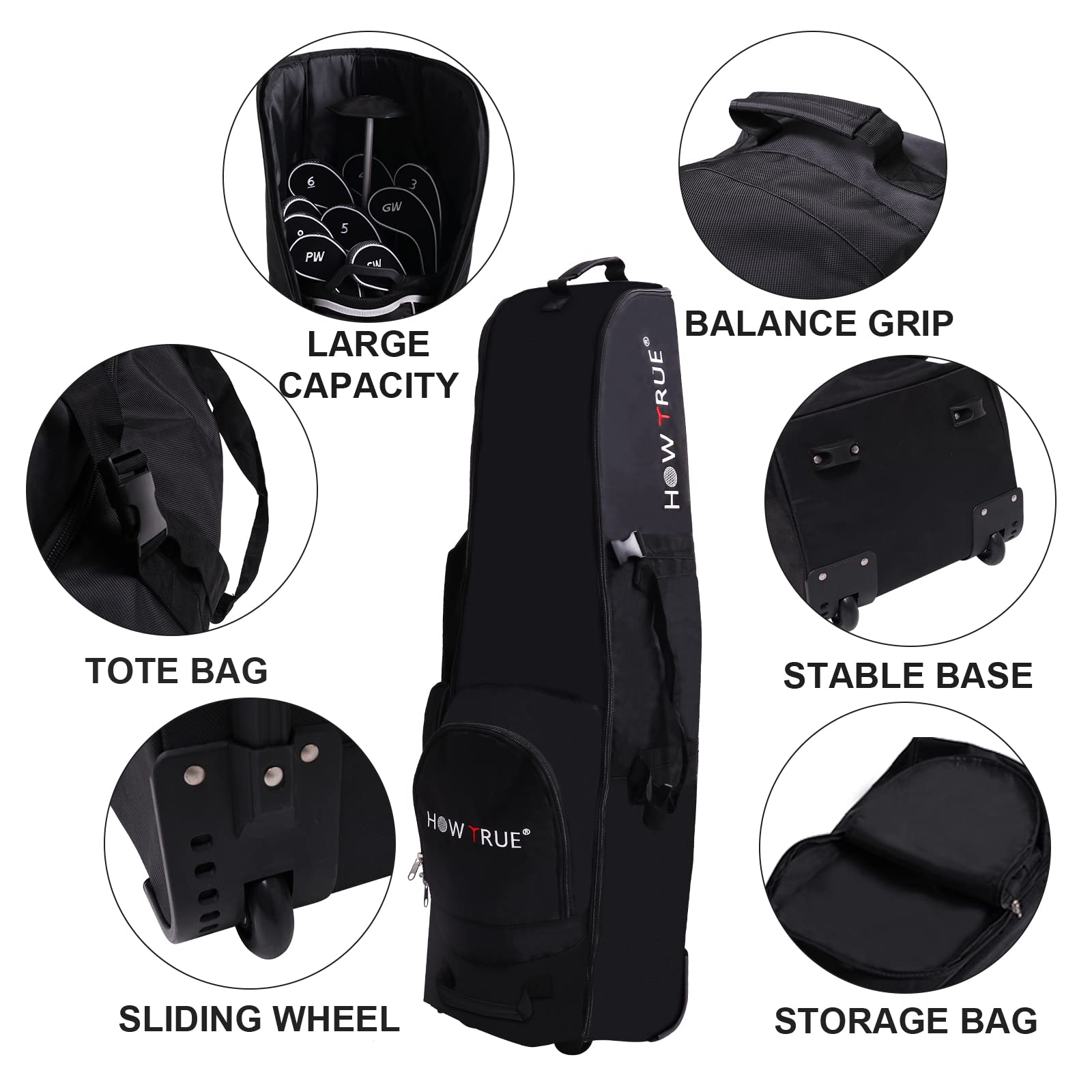 Premium 1680D Polyester Golf Travel Bag with Wheels & Support Rod - Airline Approved for Safe Equipment Protection - Perfect for Air Travel & Golf Vacations