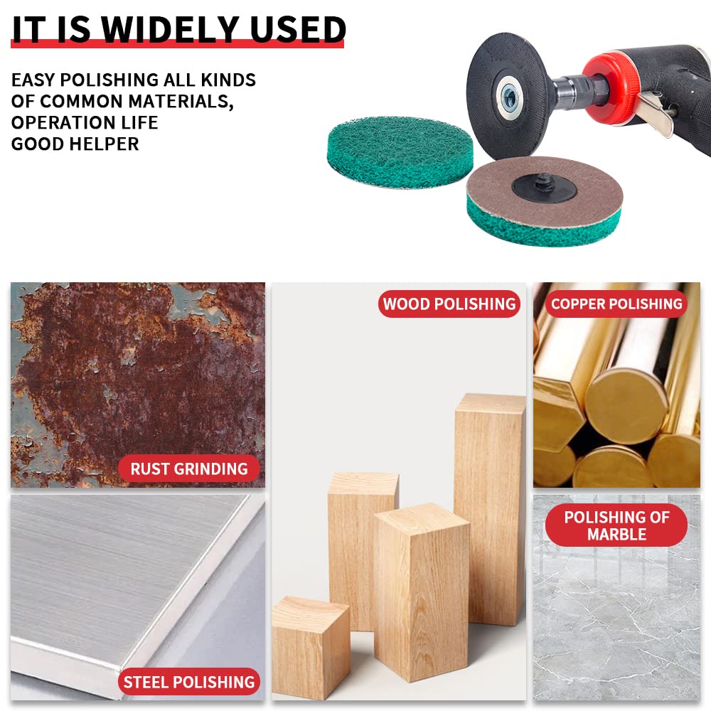 3 Inch Scrubber Scouring Pads Cleaning Kit - 10Pcs 180Grit Nylon Roll Lock Disc for Die Grinder Drill - Quick Change Surface Conditioning Sanding Discs for Tub, Tile, Metal & Wood Cleaning - Rust Removal & Surface Restoration - Perfect for Home Improvement, Auto Repair & DIY Projects