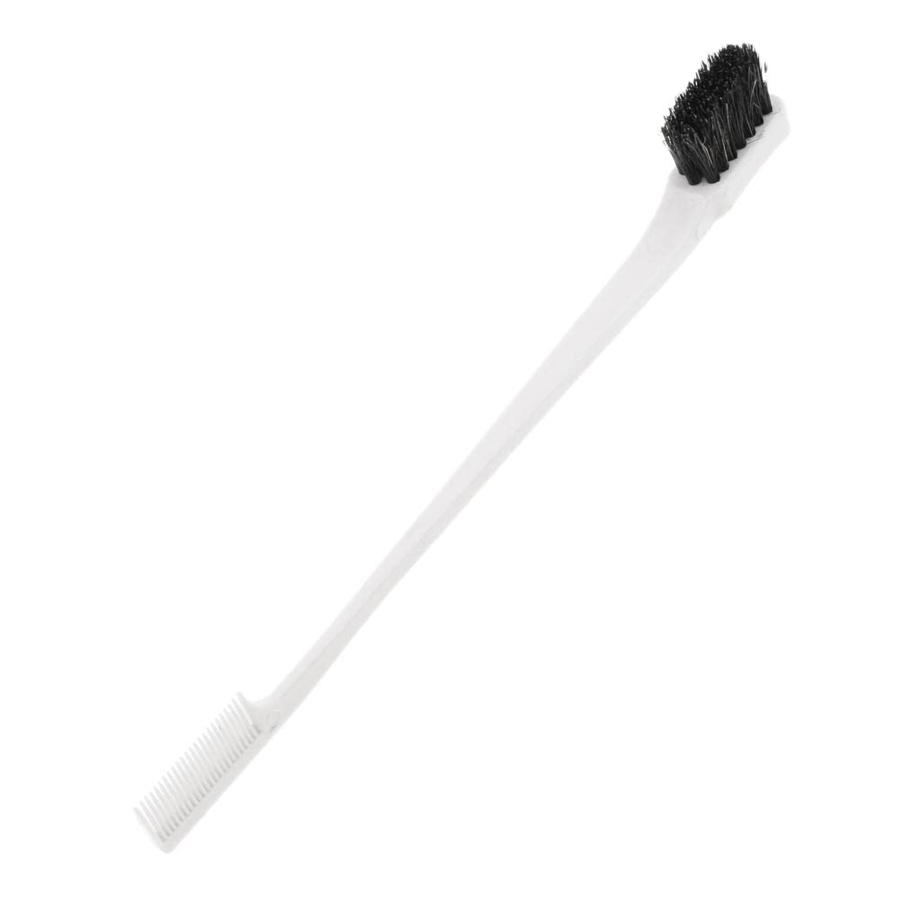 LOOM TREE 7-Inch Double Sided Edge Control Hair Brush Comb - White Hair Styling Brush for Smooth Edges & Flyaways | Perfect for Salon, Home & Travel Hair Care