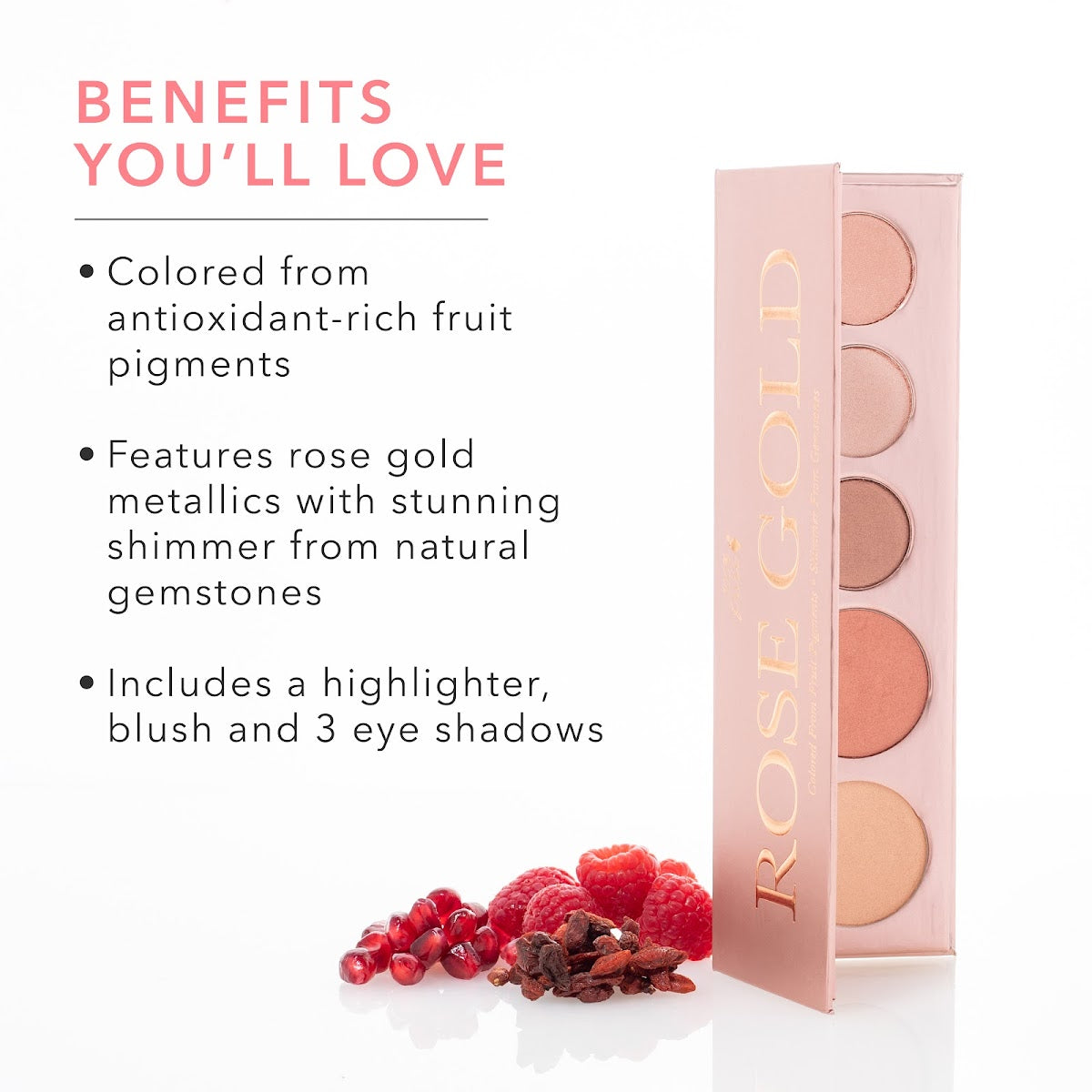 Fruit Pigmented Rose Gold Eyeshadow Palette - Vegan & Cruelty-Free Makeup for Natural Look | Perfect for Day & Night Wear, Bridal & Party Makeup