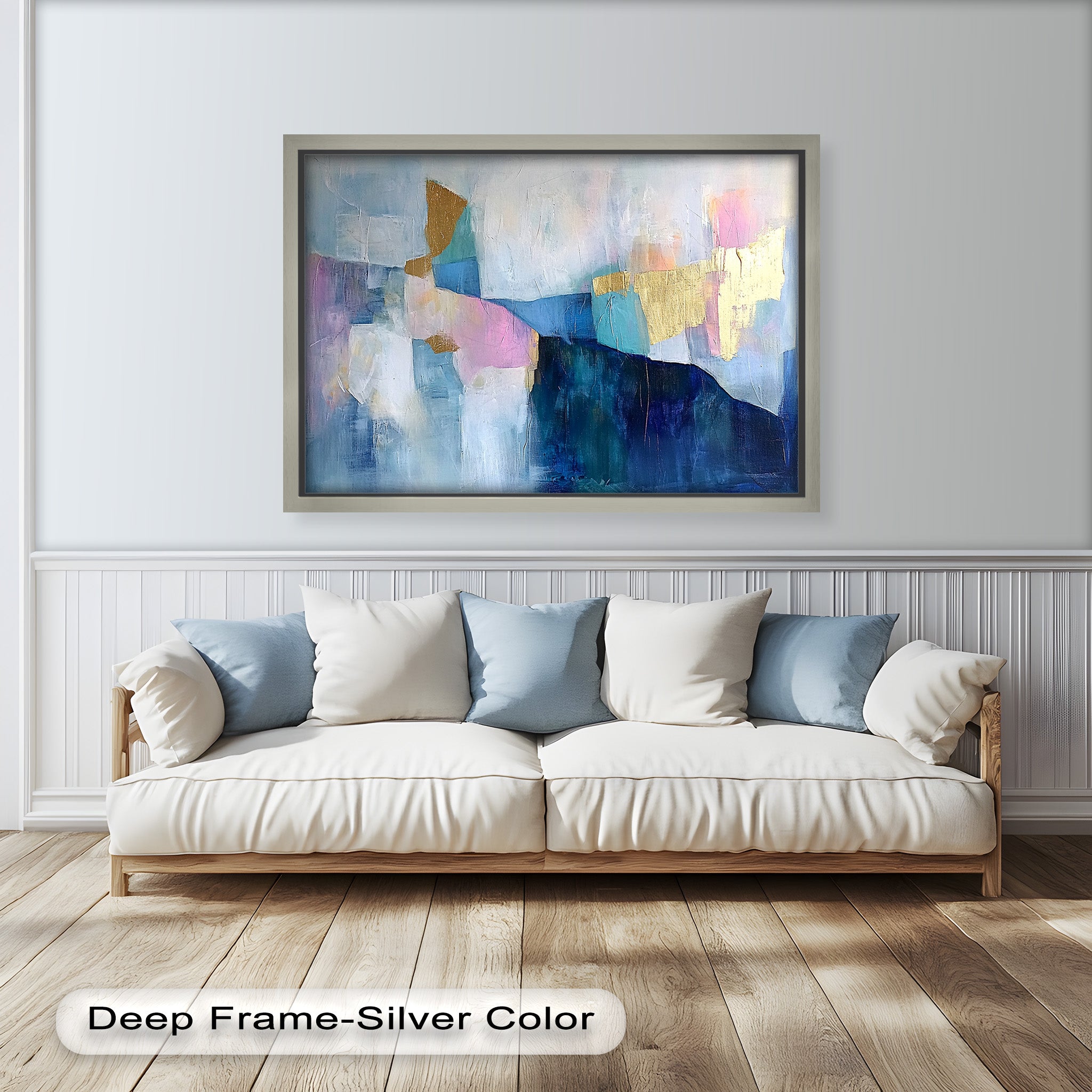 Blue Horizon Abstract - Modern Oil Painting on Canvas, Handmade Wall Art for Living Room, Bedroom & Office Decor
