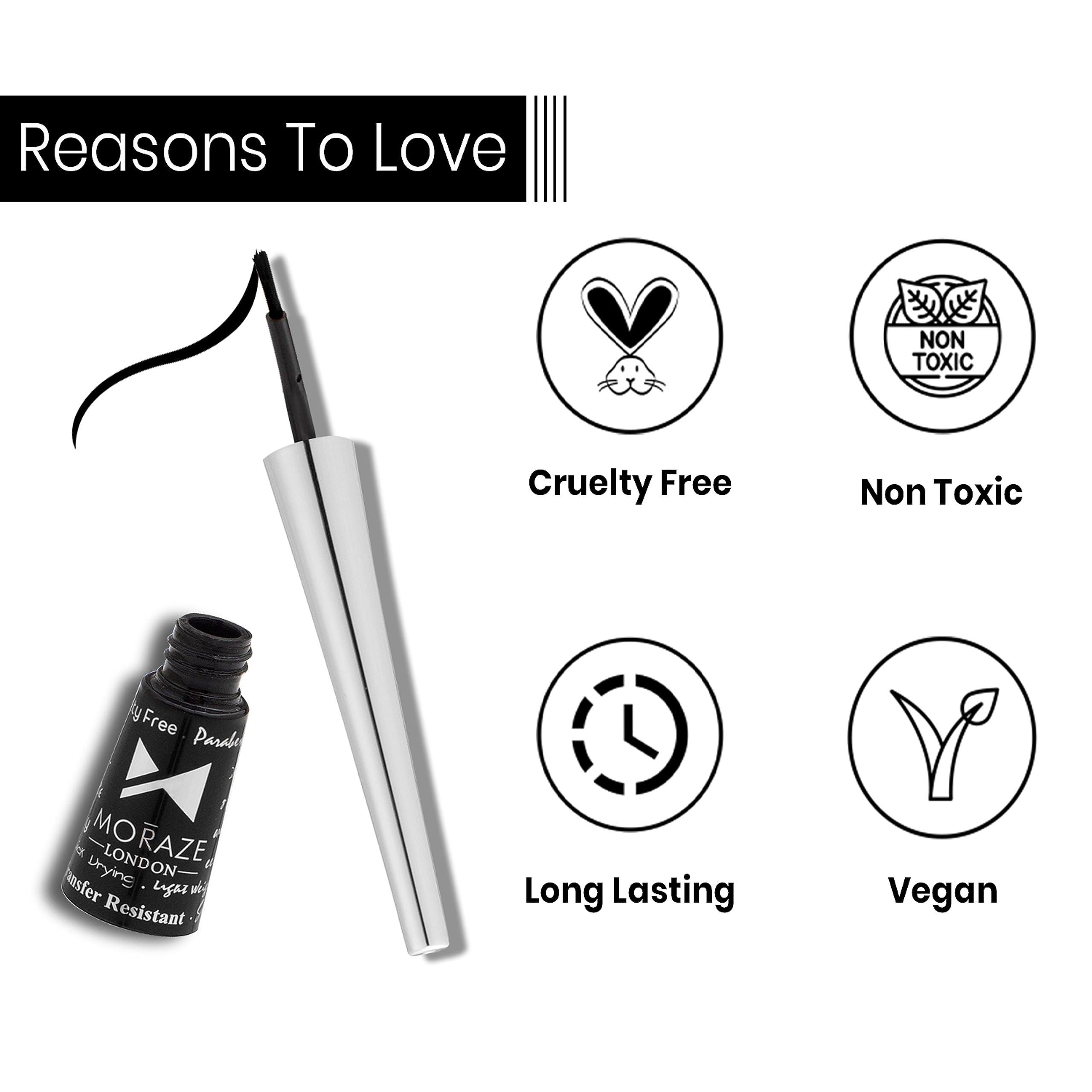 Moraze London Wing It Liquid Eyeliner - Quick Drying, Waterproof, 24-Hour Wear, Bold Black (3.5ml) | Perfect for Everyday Makeup, Party Looks & Professional Makeup Artists