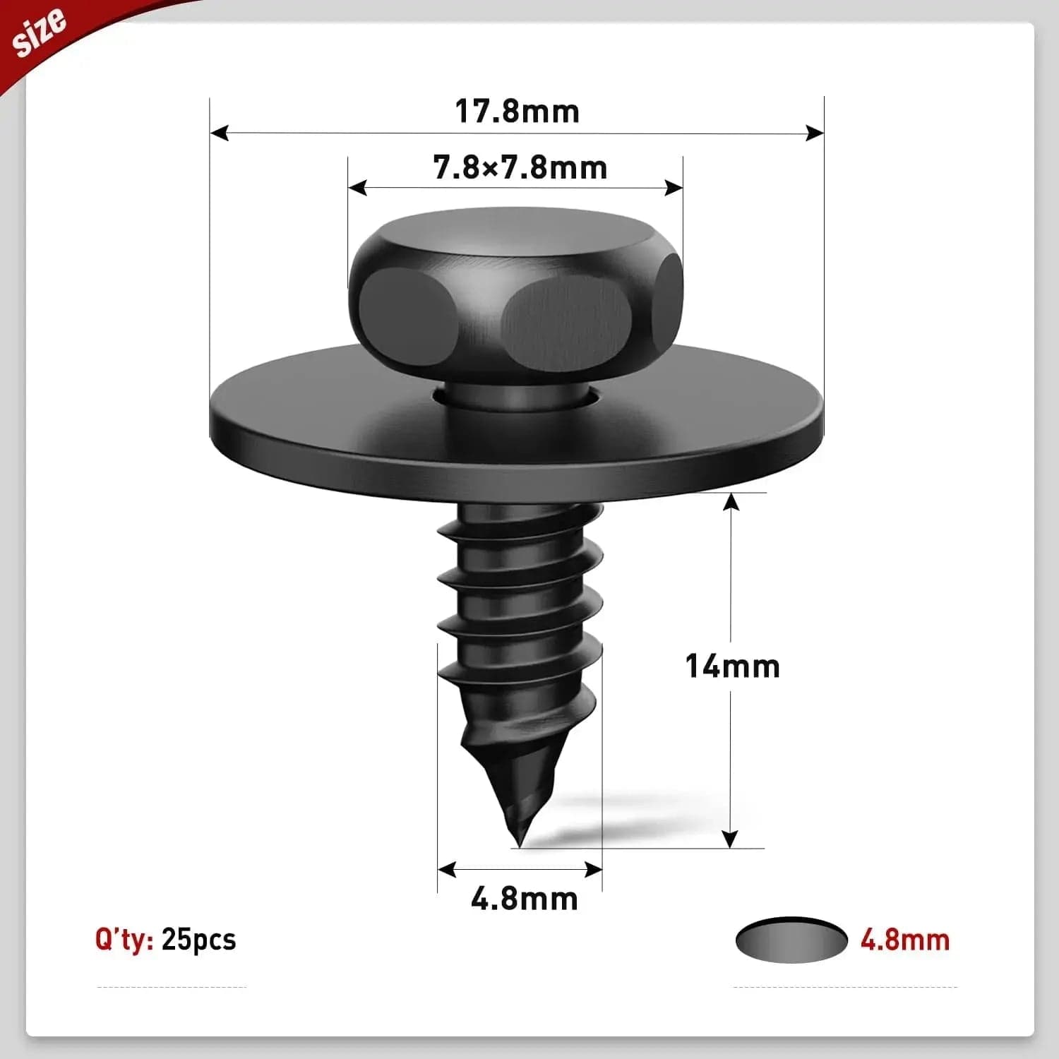 25 Pcs 7.8mm Hole 4.8mm Engine Shield Splash Guard Bumper Hex Head Sems Screws for BMW 128i 135i 228i 228iX 230i 525i 525xi 528i 528xi - Perfect for Engine Protection & Automotive Maintenance