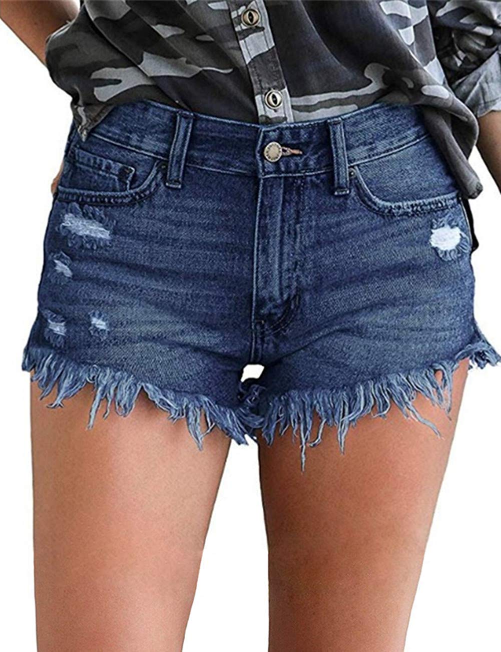 MODARANI Women's Ripped Distressed Denim Shorts - High Waist Cut Off Jean Shorts for Summer | Perfect for Casual Outfits, Beach Trips & Music Festivals