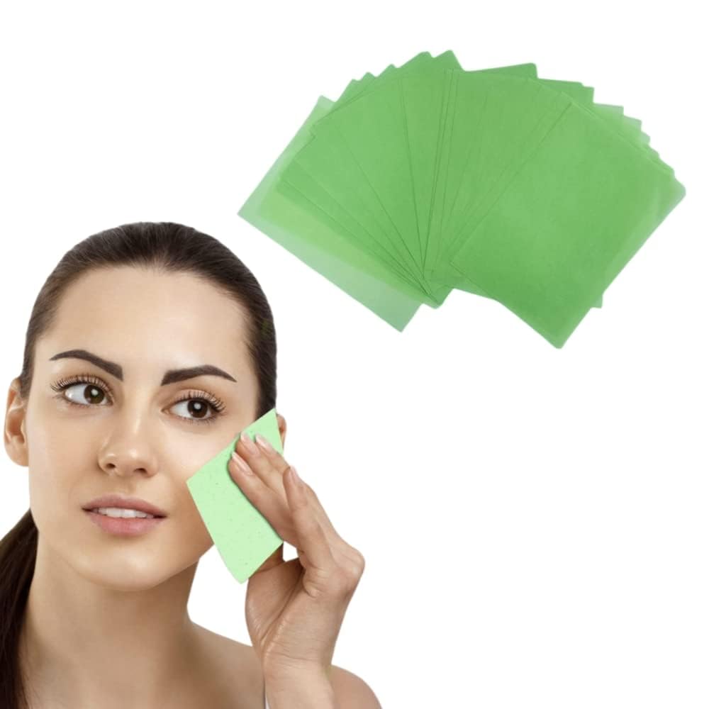 THECLOUDMALL® 100-Pack Bamboo Charcoal & Green Tea Oil Absorbing Sheets for Face - Natural Oil Blotting Paper for Oily Skin, Shine Control & Makeup Touch Ups - Perfect for Travel, Gym & Daily Skincare Routine