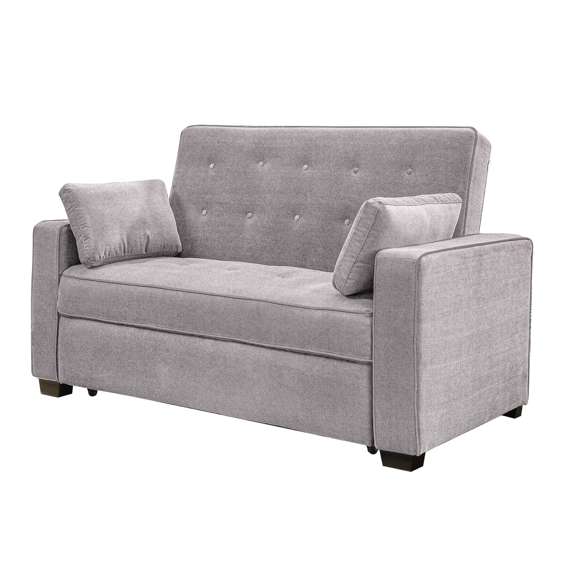 Serta Ainsley Queen Size Convertible Sofa Bed - Light Grey Fabric Sleeper Sofa with Storage | Comfortable for Living Room, Guest Room & Small Spaces