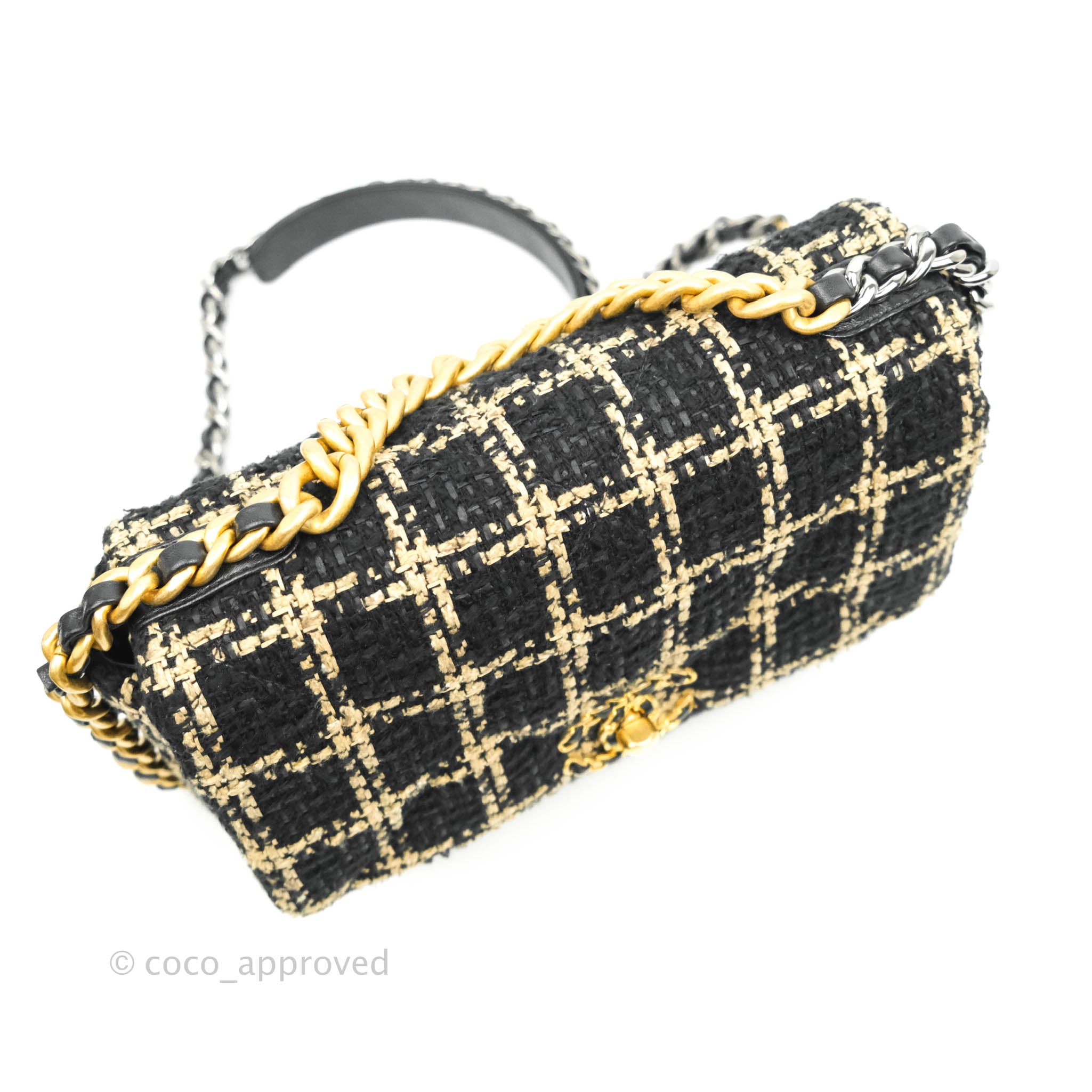 Chanel 19 Small Tweed Handbag in Black & Beige with Mixed Hardware - Luxury Crossbody Bag for Women, Perfect for Date Night & Special Occasions