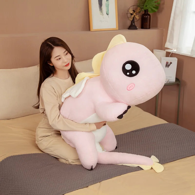 90-130cm Giant Angel Dinosaur Plush Toy - Soft Winged Cartoon Dinosaur Stuffed Animal Pillow for Kids | Perfect for Bedroom Decor, Birthday Gifts & Cuddle Companions