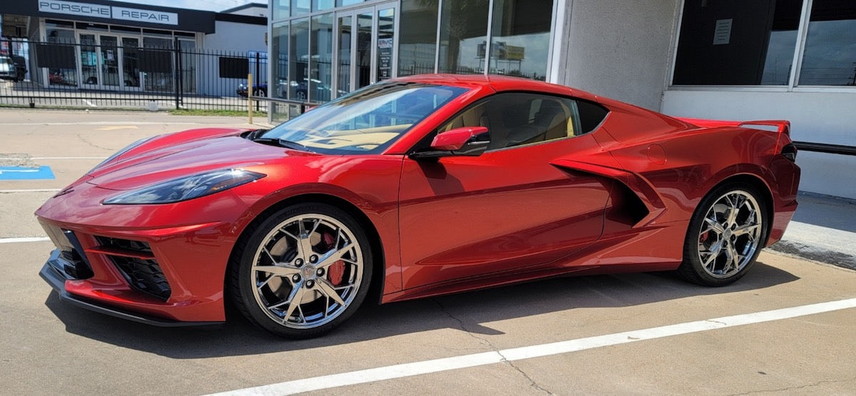 19x8.5 20x11 Corvette C8 Bright Chrome Wheels - Factory OEM 14007 14008 Exchange - Perfect for Performance Upgrades & Show Car Customization