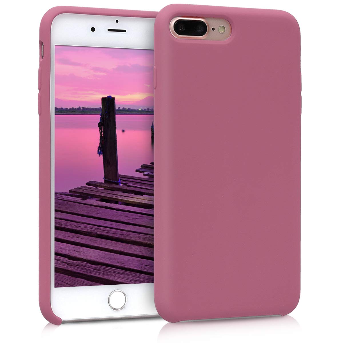 kwmobile Premium TPU Silicone Case for Apple iPhone 7 Plus/8 Plus - Soft Protective Phone Cover in Dark Rose | Slim Fit, Shockproof Design for Everyday Use & Travel Protection