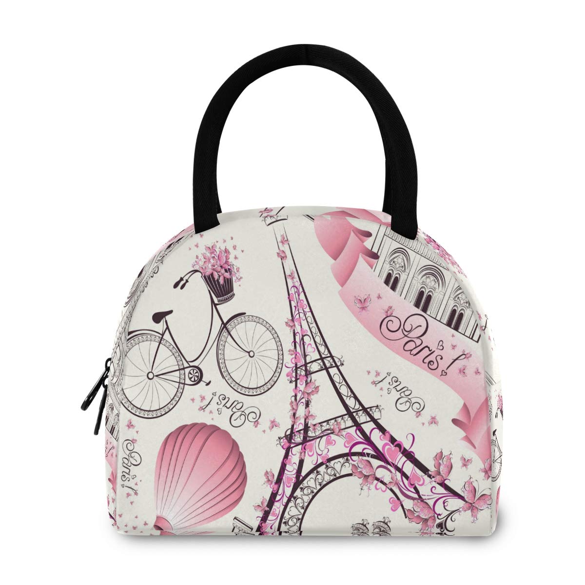 Blueangle Paris Eiffel Tower Insulated Lunch Bag for Women & Men | Reusable Lunch Tote Cooler | Medium Lunch Box Purse for School, Work & Office | Perfect for Picnics, Commuting & Daily Use