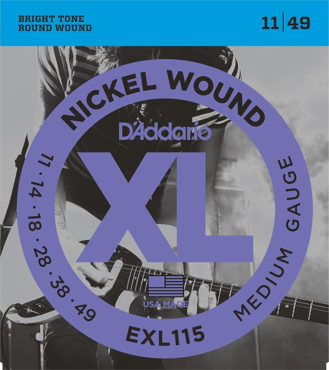 D'Addario Blues Jazz Rock Nickel Wound Electric Guitar Strings 11-49 Gauge 2-Pack Set - Perfect for Blues, Jazz & Rock Performances & Studio Recording