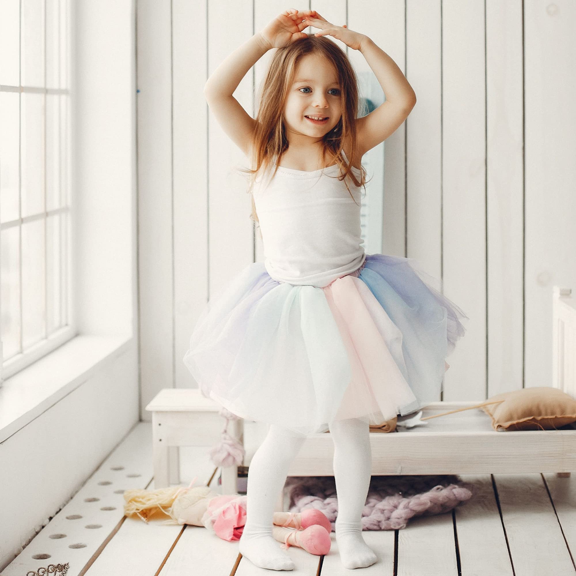 UTTPLL Girls Toddler Ballet Leggings - Ultra Soft Footed Dance Tights for Ballet Class, School Uniform & Playtime | Stretchy Comfortable Dance Stockings for Toddler Girls
