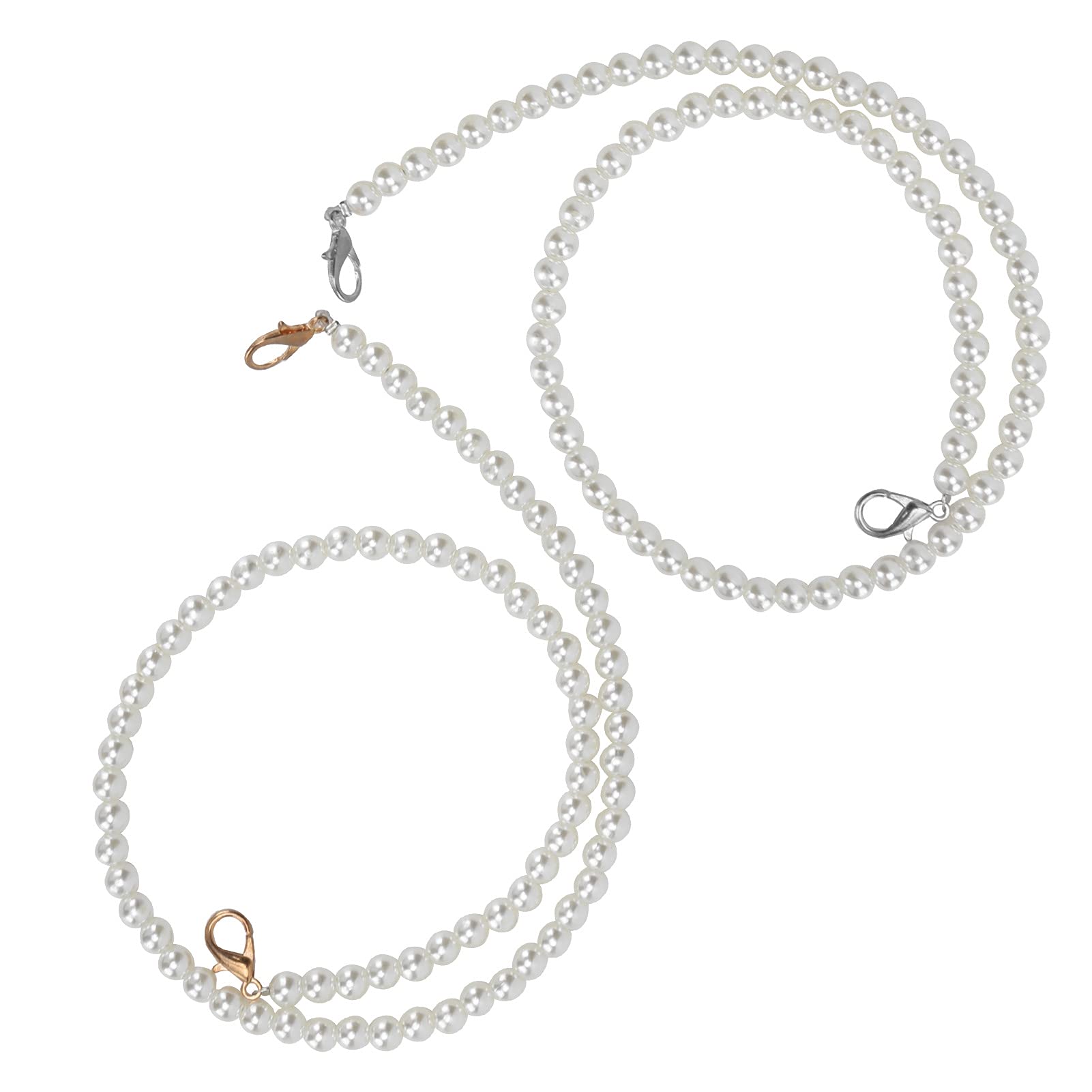 2PCS Pearl Beaded Bag Straps - 60cm Adjustable Purse Chains for Handbags, Wallets & Phone Accessories | Elegant DIY Replacement Strap for Women's Purses, Perfect for Daily Use, Parties & Gift Giving