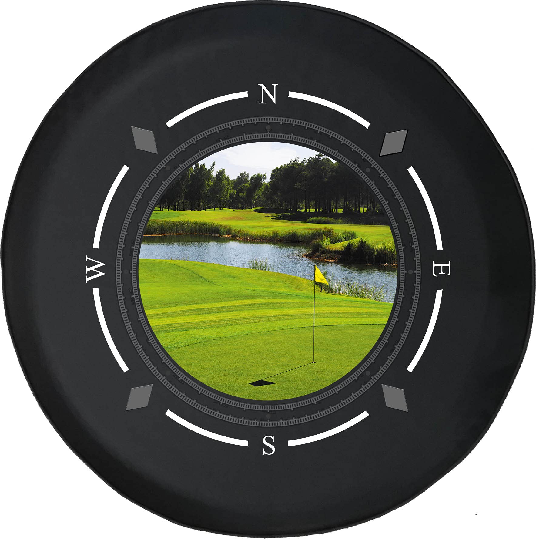 Premium American Unlimited Spare Tire Cover with Compass Design - Universal Fit for SUV, Trailer, RV & Most Vehicles | Golf Course, Camping & Outdoor Adventure Accessory