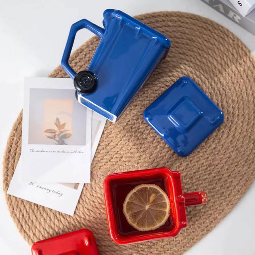 Insulated Ceramic Coffee Mug with Lid - Multi-Function Desktop Recycle Bin & Drinkware - Blue Gaming Mug for Home, Office, Gaming Setup & Outdoor Use
