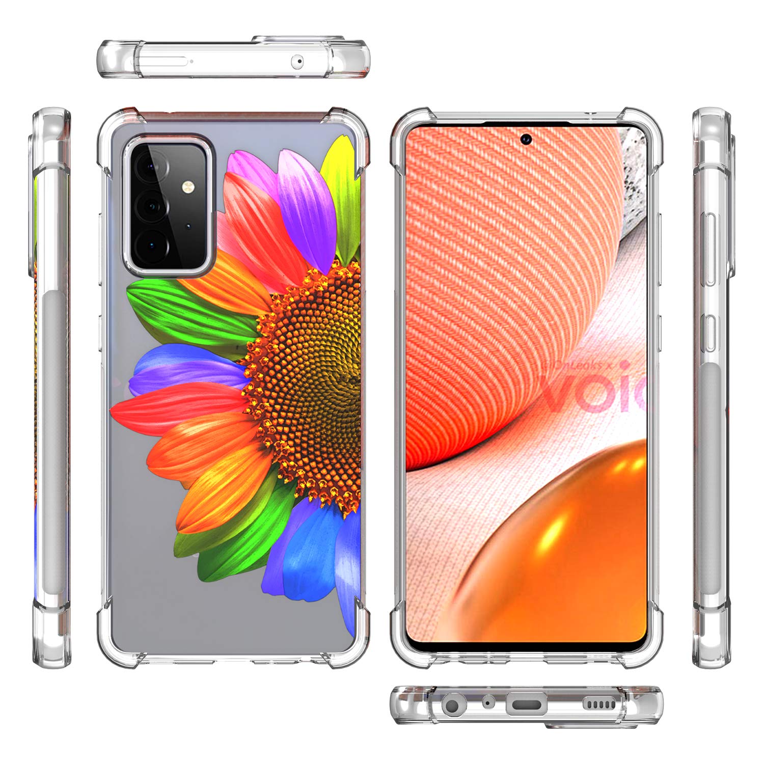 Designed for Samsung Galaxy A72 Case - Slim Flexible TPU Clear Phone Cover with Sunflower Design | Perfect for Everyday Protection & Style