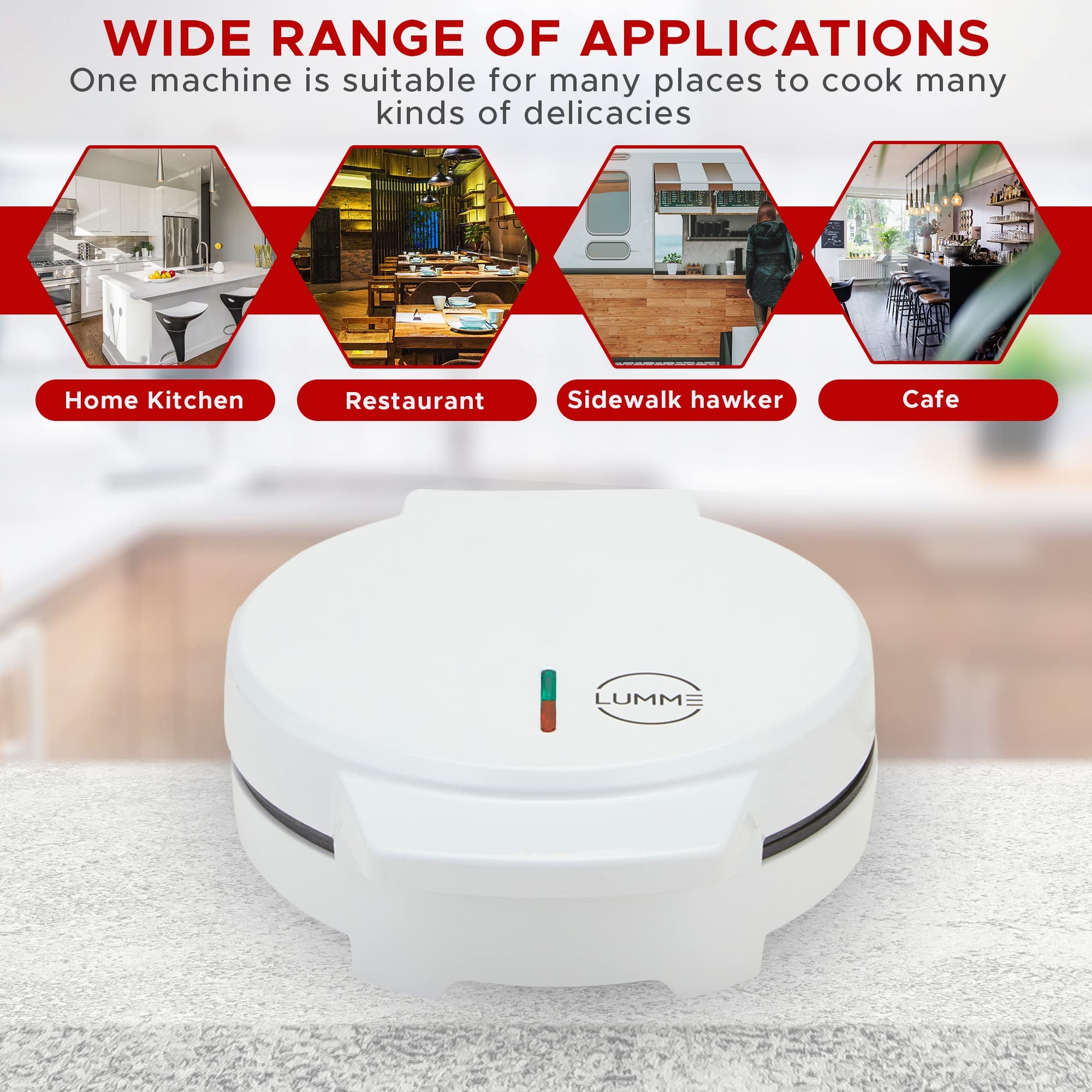 Lumme Electric Waffle Maker Machine - 4-in-1 Breakfast Appliance for Waffles, Paninis, Hash Browns & Snacks | Portable Compact Design for Home, Office & Travel (White)