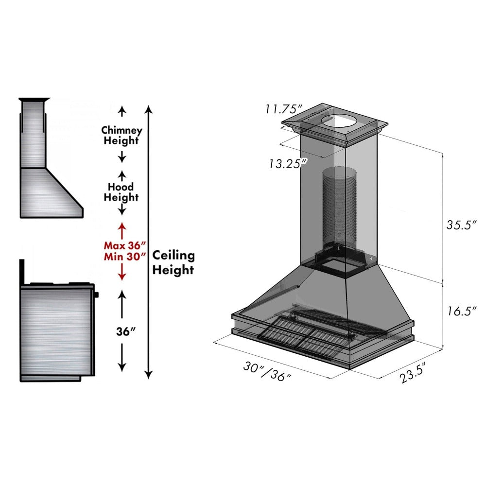 ZLINE 8656S Designer Series Wall Mount Range Hood - 30