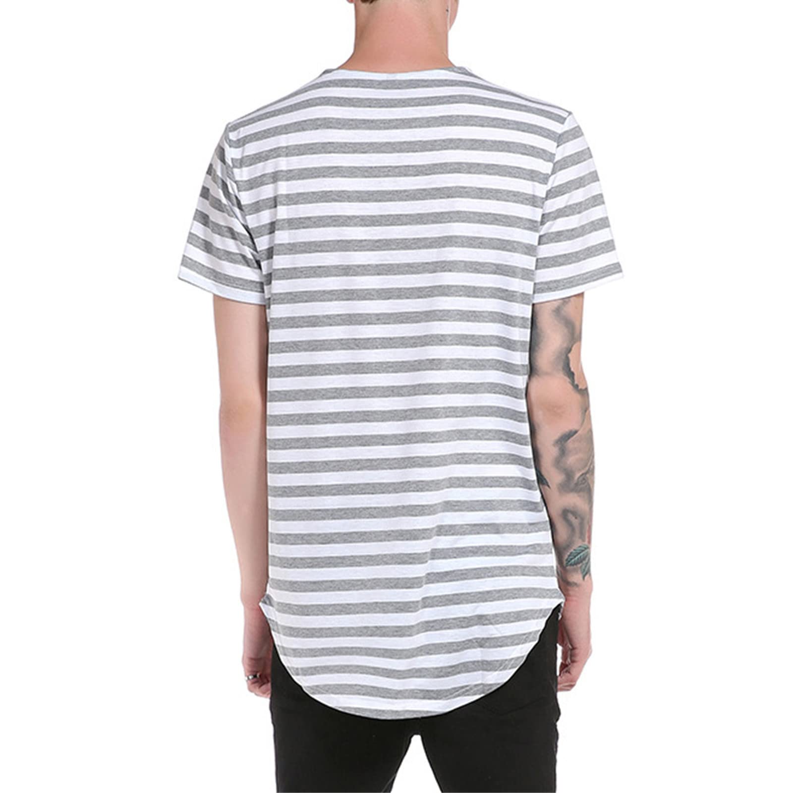 Men's Summer Striped Short Sleeve T-Shirt - Breathable Round Neck Casual Loose Fit Top for Outdoor Activities, Beach Wear & Everyday Comfort