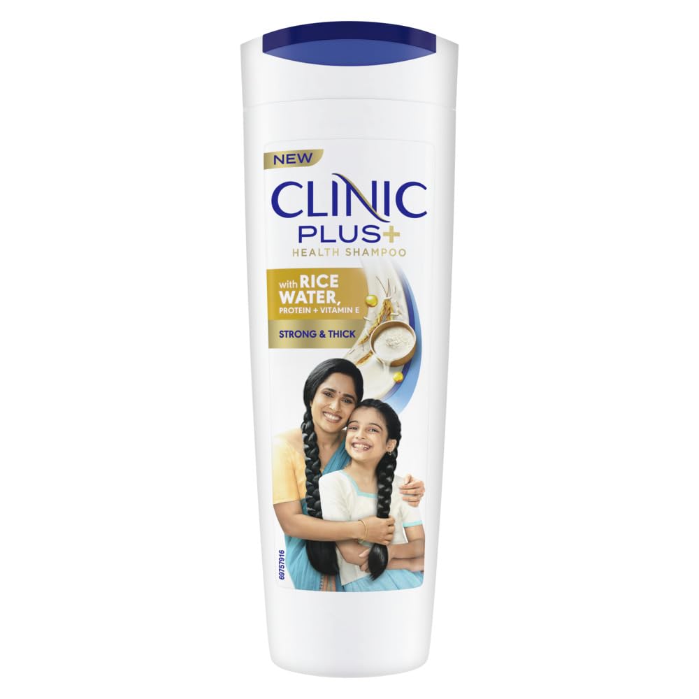 Clinic Plus Strong & Thick Shampoo with Rice Water, Protein & Vitamin E - 175ml | Hair Growth & Repair for Damaged Hair | Daily Use for Shiny, Healthy Locks
