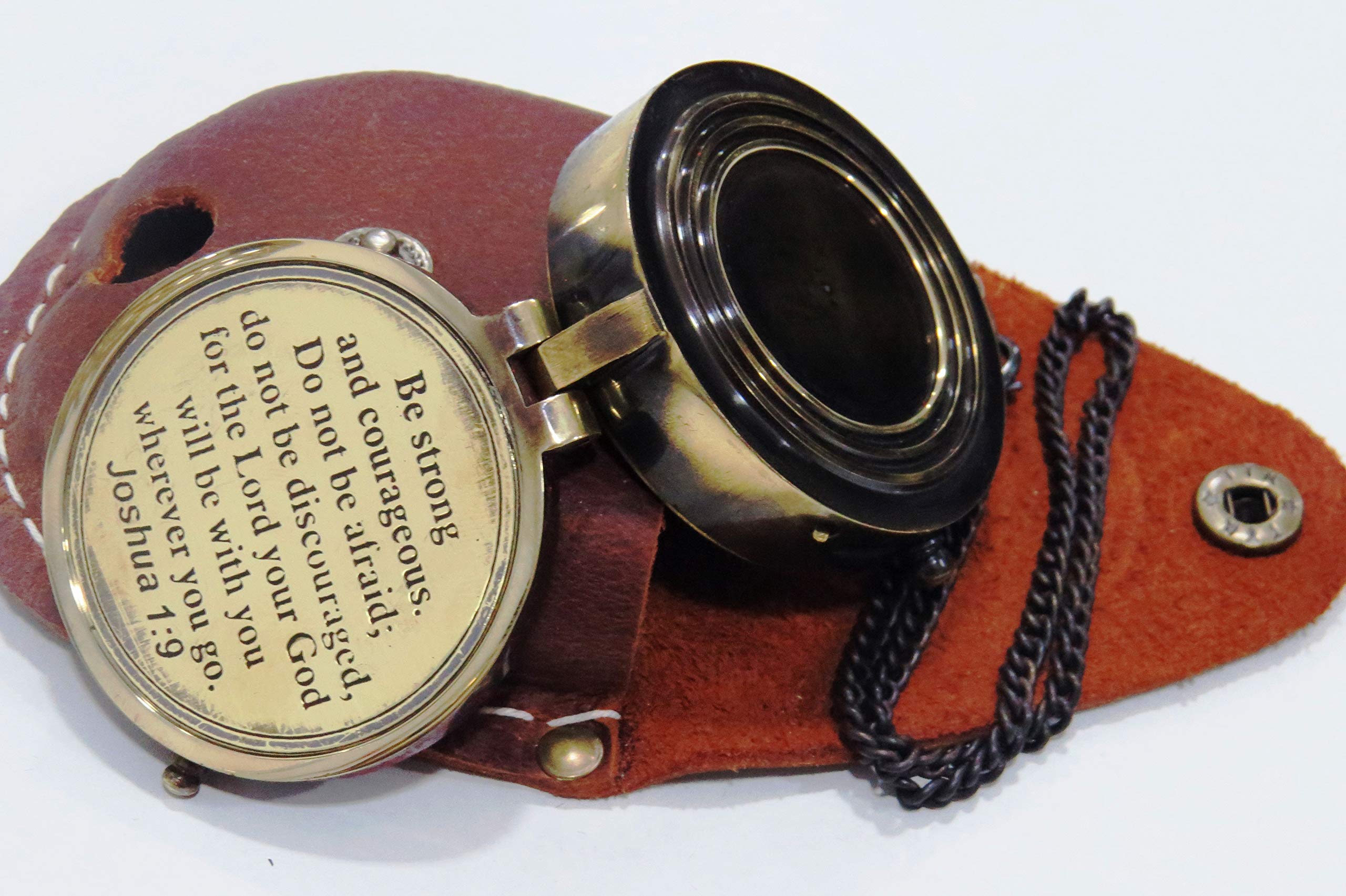 Be Strong and Courageous Joshua 1:9 Engraved Compass - Inspirational Christian Gift for Confirmation, Baptism, Missionary Work & Birthdays - Perfect for Outdoor Adventures, Travel & Faith-Based Encouragement