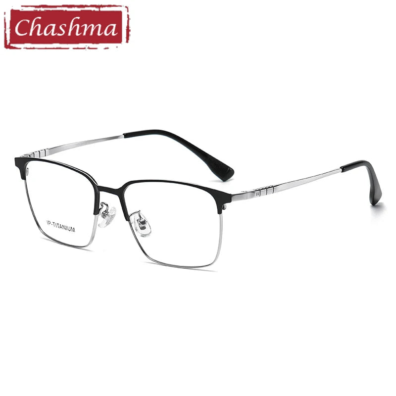 Men's Titanium Square Full Rim Eyeglasses Frame 98601 - Lightweight & Durable for Office, Reading & Daily Wear