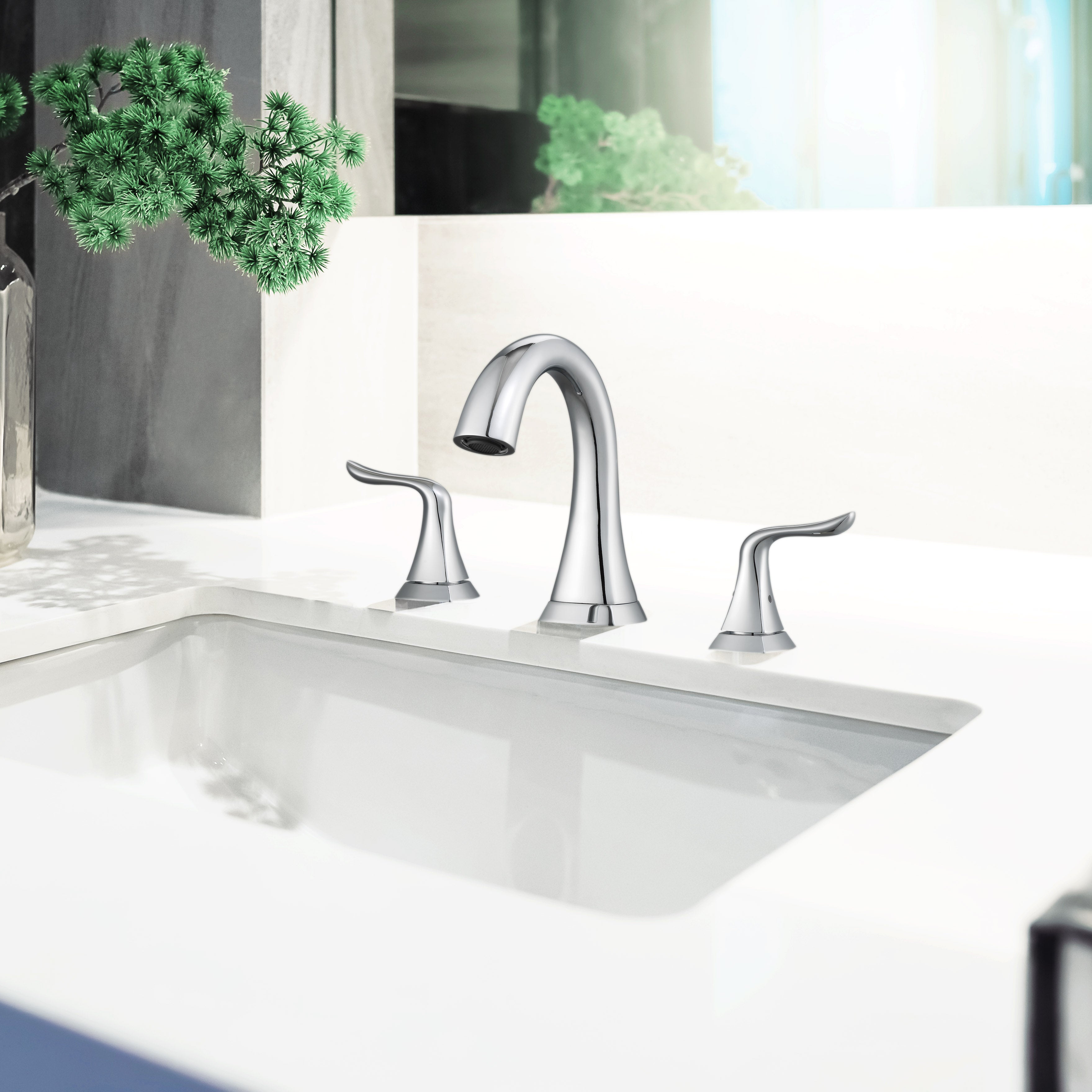 Scarlett Widespread Bathroom Faucet - Chrome Finish for Vanity Sink - Perfect for Modern Bathroom Renovation and Home Upgrade