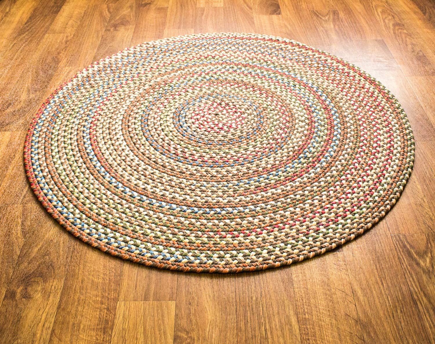 Super Area Rugs Roxbury - American Made Braided Rug for Indoor & Outdoor Use - Dark Taupe/Natural Multi - 4' Round - Perfect for Living Rooms, Patios, and Entryways