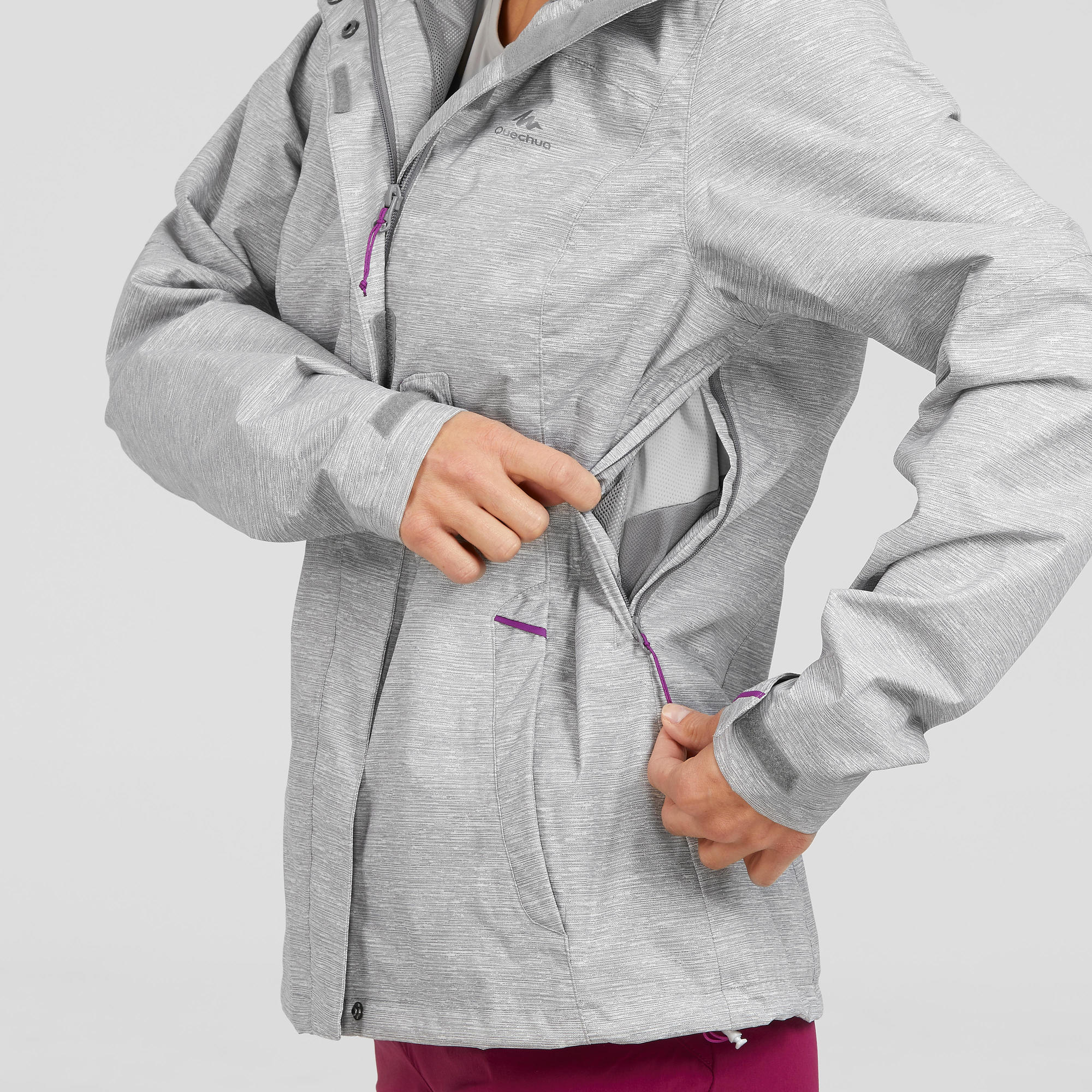 Quechua Women's Waterproof Hiking Jacket MH100 - Lightweight Windproof Outdoor Coat for Mountain Trekking & Camping Adventures