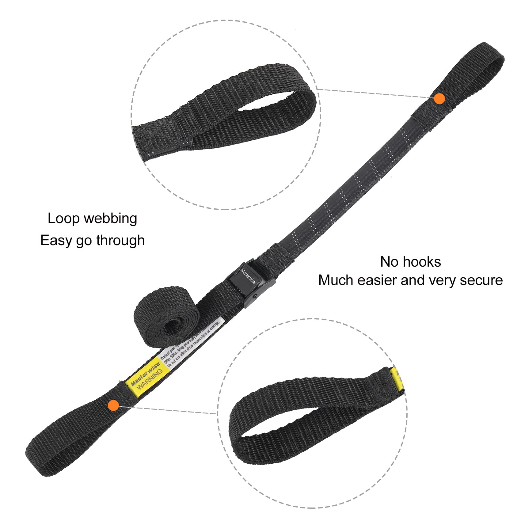 15''-48'' Adjustable Motorcycle Luggage Straps - Heavy Duty Stretch Tie Down Straps for Travel, Transport & Motorcycle Accessories | Secure Bikes, ATVs & Sports Gear During Riding & Storage
