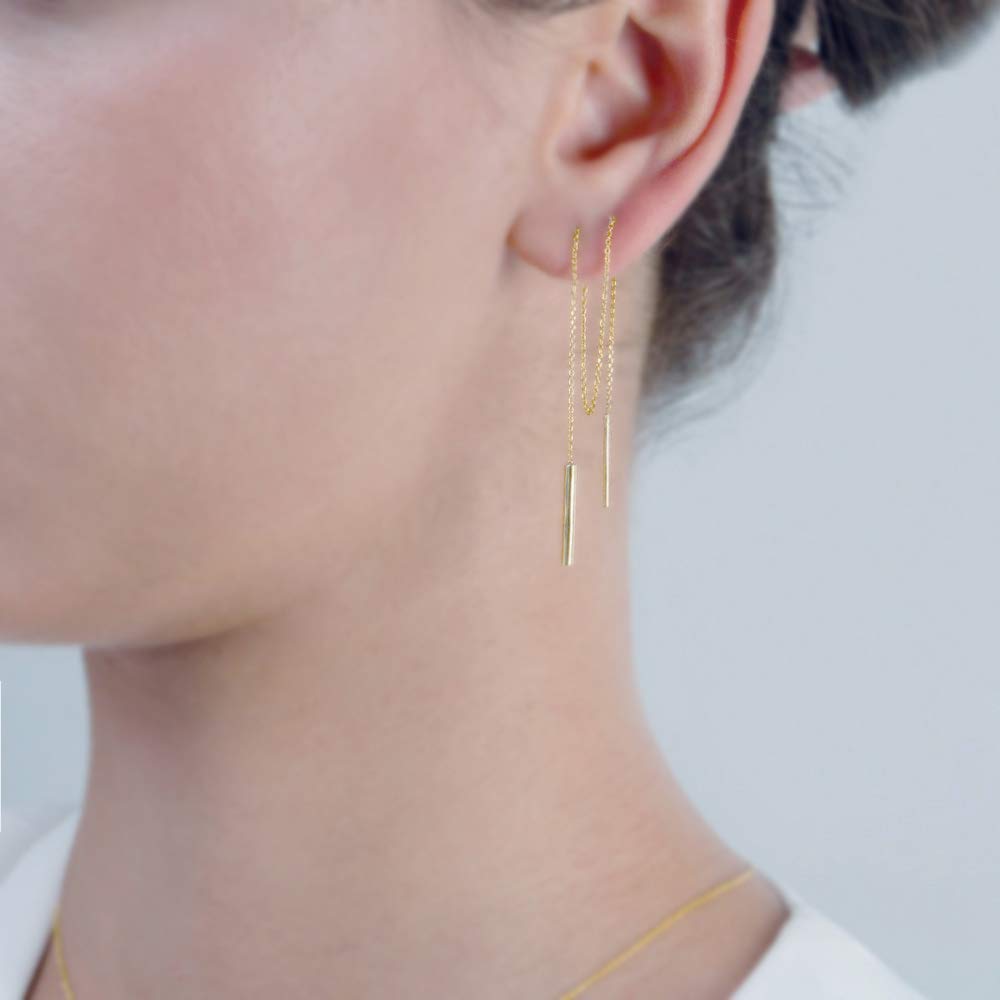 Elegant Jewelry Box - 9K, 14K & 18K Solid Gold Women's Threader Chain Earrings | Dangle Drop Earrings for Women | Unique Birthday Gift for Her | Perfect for Parties, Weddings & Special Occasions