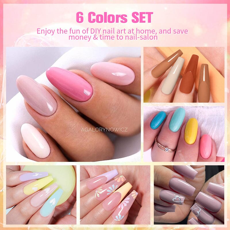 6 Colors Red Gel Nail Polish Set - 19 Shades, 10ml Each - Perfect for Manicures, Pedicures & Nail Art Designs