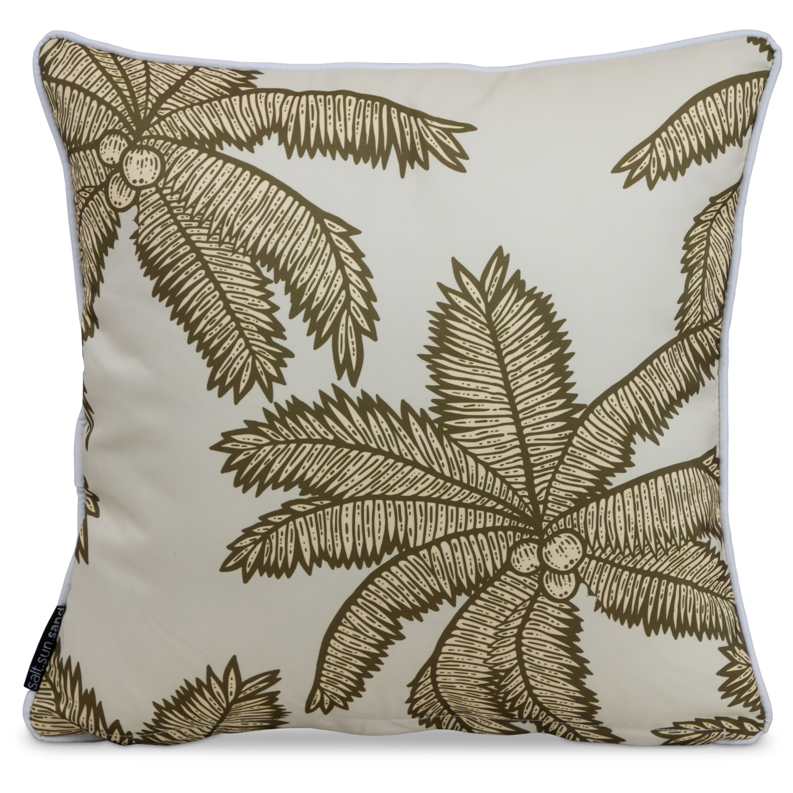 Bondi Coco Palm 45x45cm Outdoor Cushion with Piping - Waterproof & UV Resistant for Patio, Poolside, and Garden Furniture