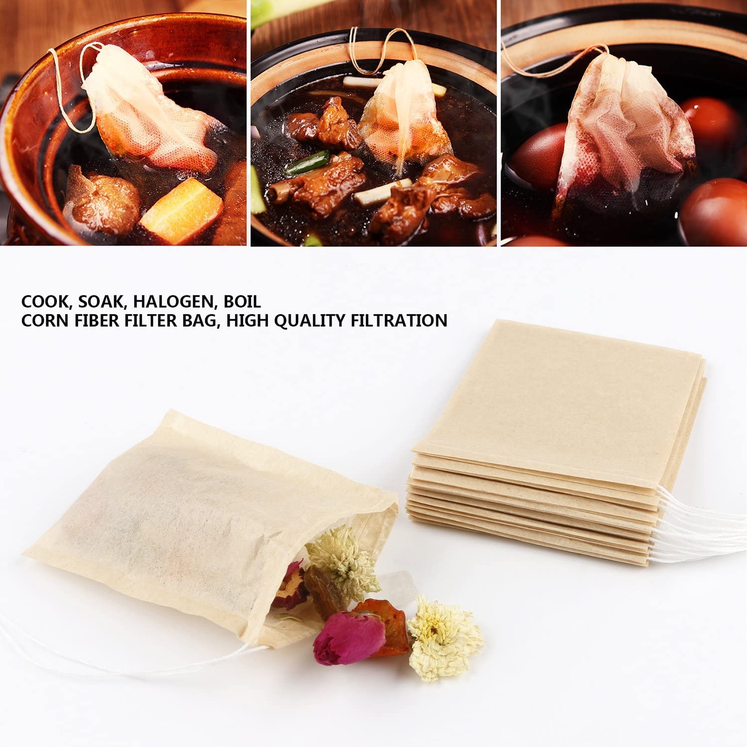 600pcs Unbleached Natural Drawstring Tea Bags for Loose Leaf Tea | Disposable Empty Tea Filter Bags | Perfect for Home Brewing, Office Use & Gift Packaging