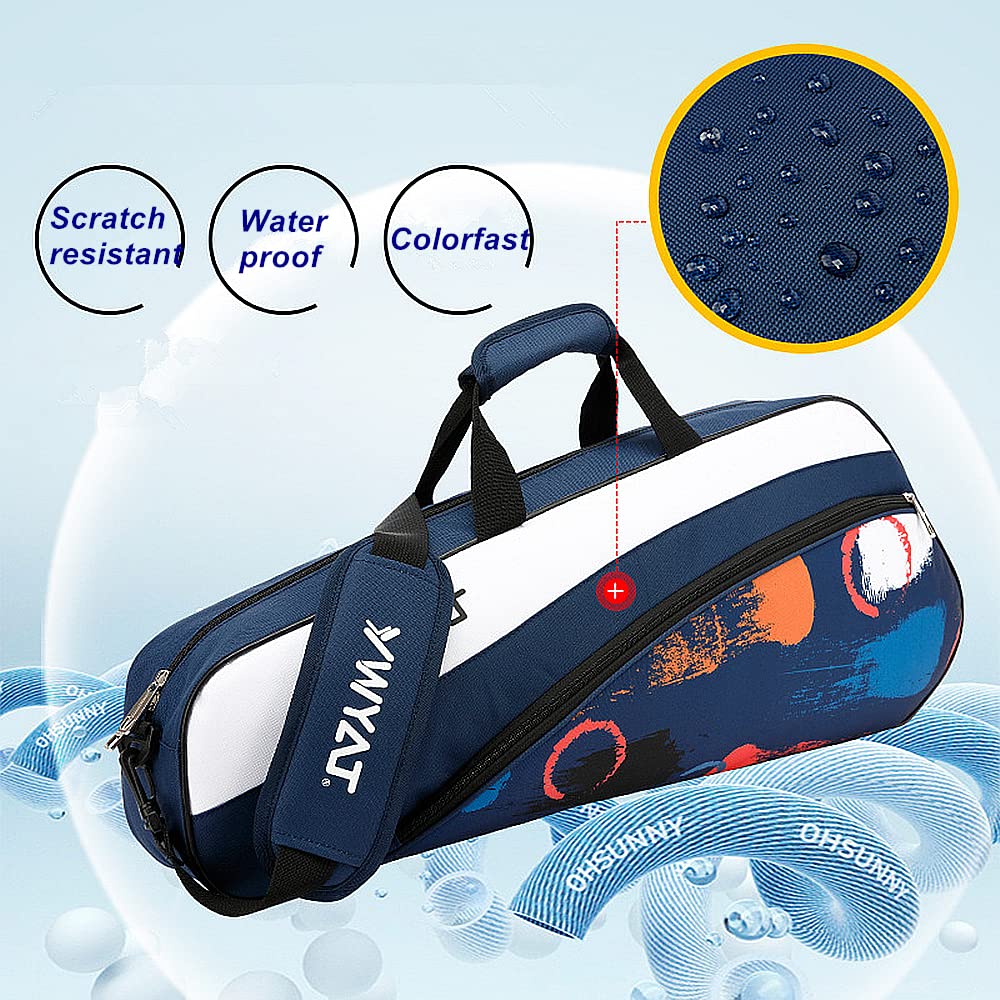 UNISTRENGH 3-Racket Tennis Bag with Adjustable & Detachable Shoulder Strap - Lightweight Waterproof Racquet Holder for Tennis & Badminton - Perfect for Court, Gym & Travel