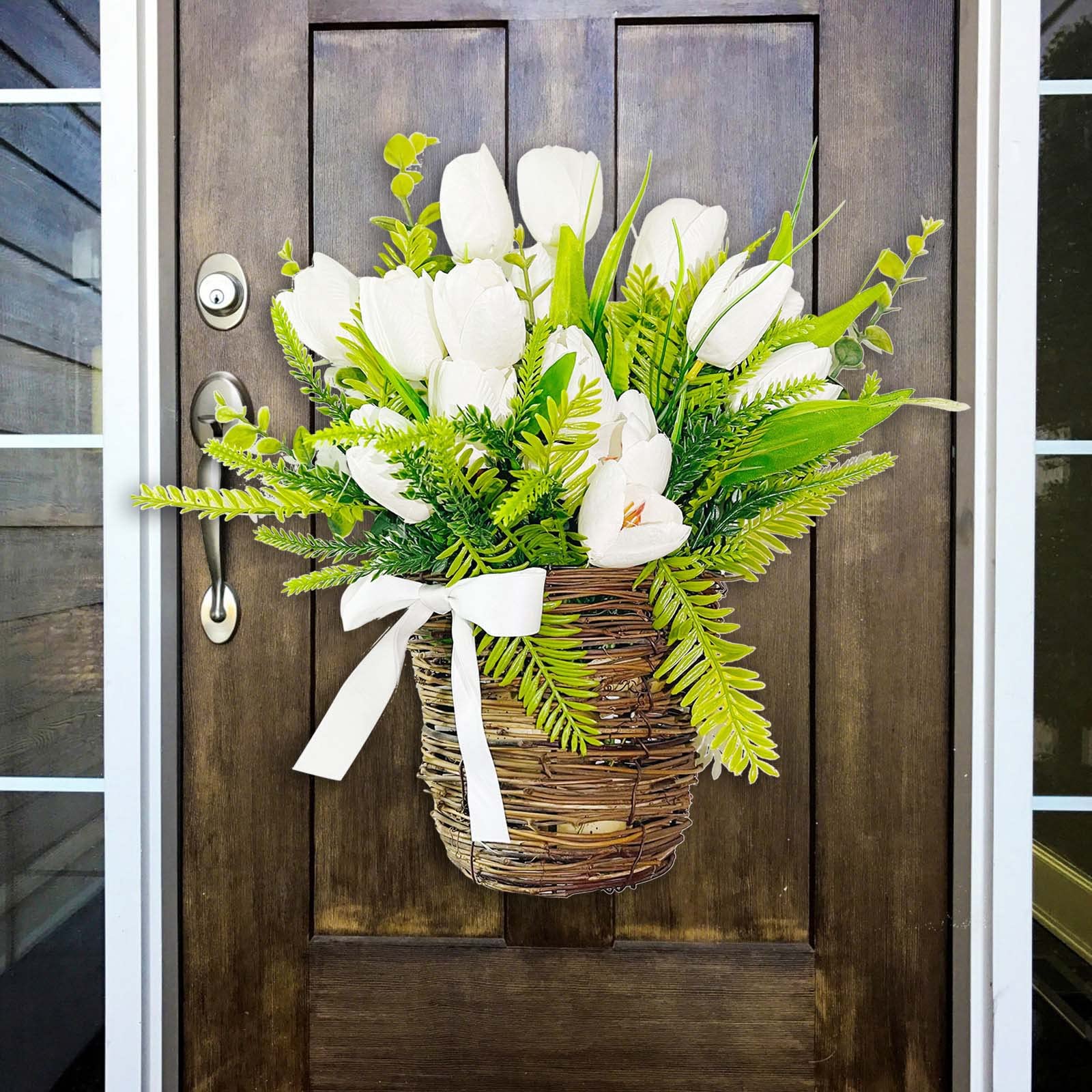 BOIYY 17.8 Inch Farmhouse Wreath - Colorful Artificial Spring Summer Door Decor for Home, Front Porch, Wall & Wedding Decorations | Durable & Stable Cottage Style Wreath for Indoor Outdoor Use