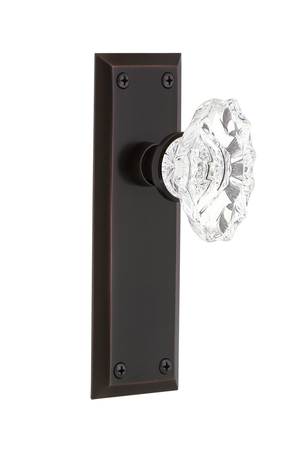 Nostalgic Warehouse New York Plate Privacy Chateau Door Knob - Timeless Bronze Finish | Vintage Style Door Hardware for Bedroom, Bathroom & Interior Doors