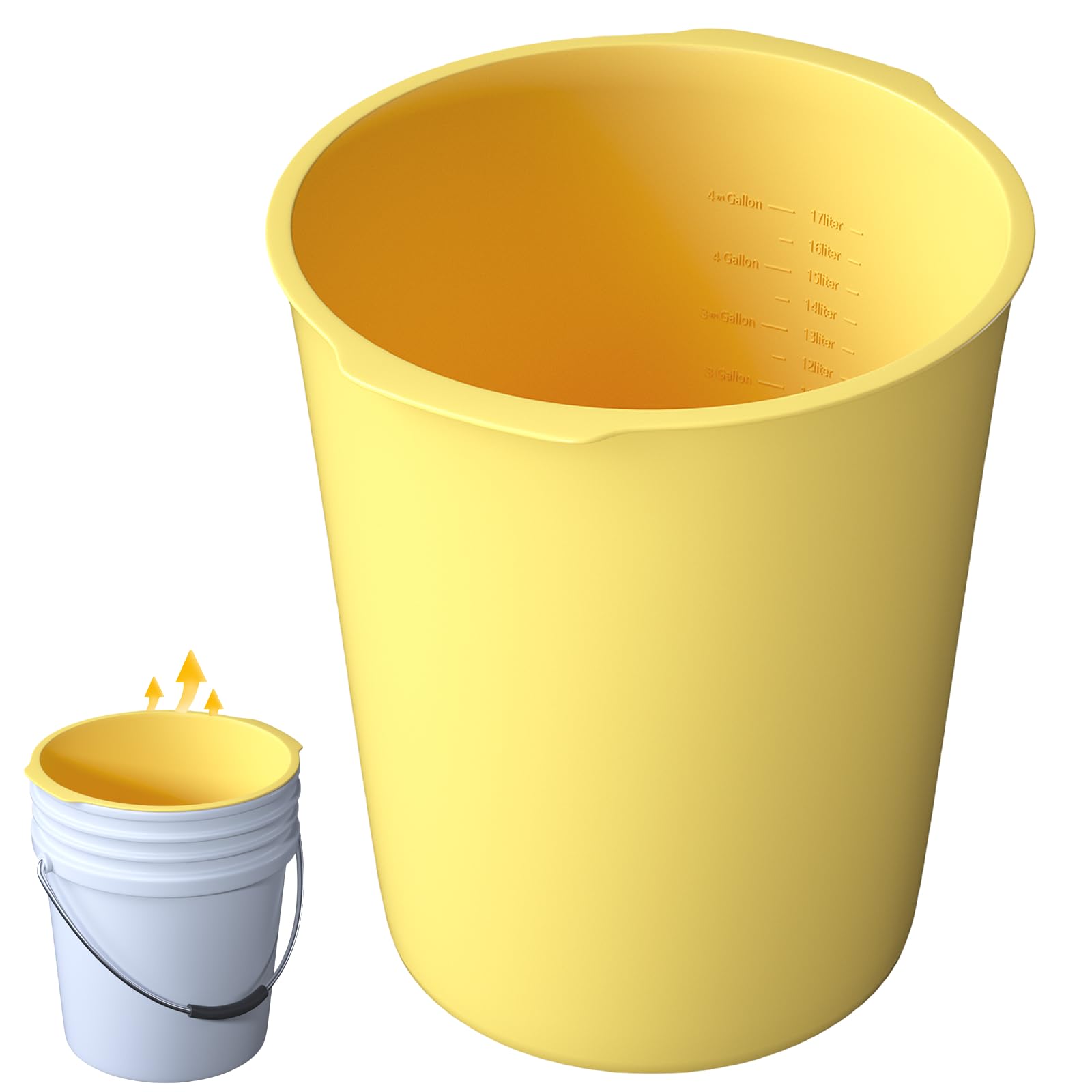 5 Gallon Reusable Silicone Bucket Liner - Durable Food Grade Container for Paint, Thinset, Ice, Slime & Cleaning | Multi-Purpose Storage Solution for Construction, DIY Projects & Home Organization (Yellow)
